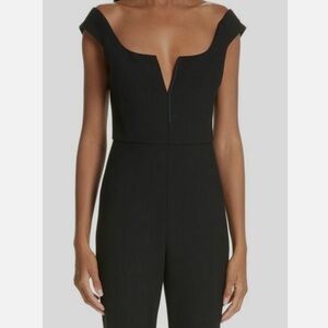 cushnie off the shoulder fitted jumpsuit in black